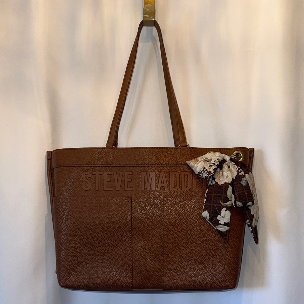 Steve Madden Tan Tote with Floral Scarf